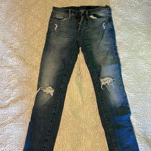 Straight Ripped Denim Jeans
